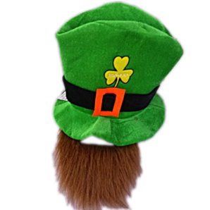 CHAPEAU HAUT DE FORME ST PATRICK AVEC BARBE EN MOUSSE