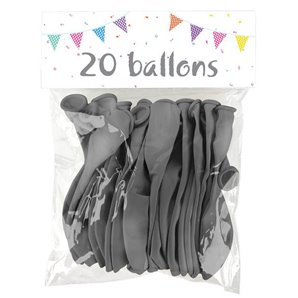 BALLONS ARGENT EN LATEX 25 CM - SACHET DE 20