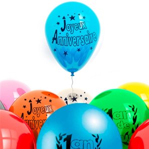 BALLONS JOYEUX ANNIVERSAIRE EN LATEX 26 CM - SACHET DE 6