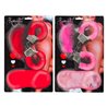 MENOTTES FAUSSE FOURRURE, PLUMES ET MASQUE