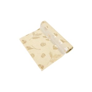 CHEMIN DE TABLE TOILE BRANCHES OR - 4 METRES