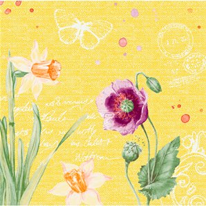 SERVIETTES EFFET TISSU SPRING LILIES - PAQUET DE 20