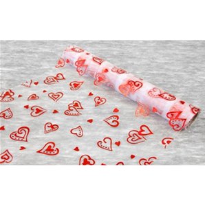 CHEMIN DE TABLE COEURS ORGANZA ROUGE - 28 CM X 5 METRES