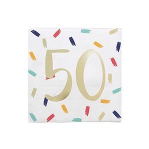 SERVIETTES 50 ANS 33 X 33 CM - PAQUET DE 10