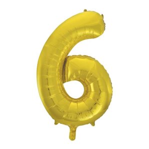 BALLON ALU METAL OR CHIFFRE 6 - 100 CM