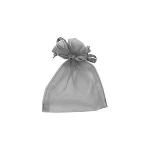 SACS ORGANZA AVEC LACETS GRIS - SACHET DE 10