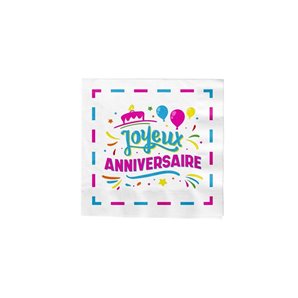 SERVIETTES PAPIER JOYEUX ANNIVERSAIRE - PAQUET DE 16