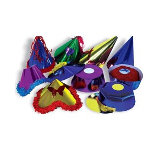 CHAPEAUX EN CARTON METALLISES ASSORTIS - BOITE DE 50