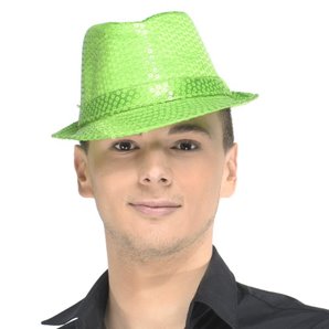 CHAPEAU VERT A SEQUINS