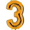 BALLON CHIFFRE 3 ALU METAL OR 35 CM