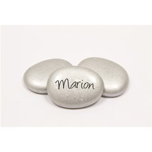 MARQUE-PLACE GALET EN VERRE ARGENT - PAQUET DE 10