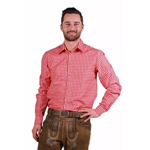 CHEMISE TYROLIENNE ROUGE/BLANC MANCHES LONGUES - TAILLE M