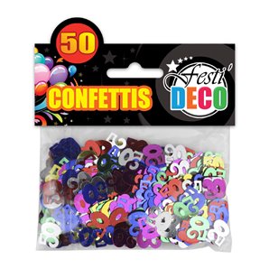 CONFETTIS DE TABLE 50ANS MULTICOLORES