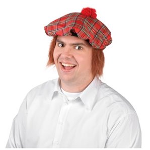 BONNET ECOSSAIS AVEC CHEVEUX ROUX