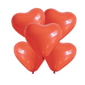 BALLONS COEUR ROUGE LATEX 26 CM - SACHET DE 6