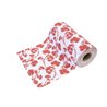 CHEMIN DE TABLE MOTIF FLEURS SUR TOILE ROUGE 5M