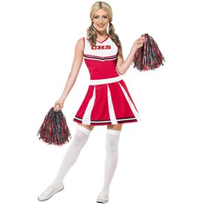 COSTUME POMPOM CHEERS BLANC/ROUGE TAILLE S