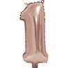 BALLON CHIFFRE 1 ALU METAL ROSE GOLD 35 CM