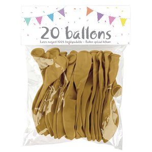 BALLONS OR EN LATEX 25 CM - SACHET DE 20