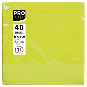 SERVIETTES PAPIER VERT KIWI 38X38CM - PAQUET DE 40