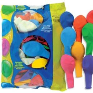 Ballons Unis Assortis Latex 30 Cm - Sachet de 100