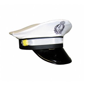 CASQUETTE CAPITAINE BLANCHE EN TISSU ET PVC