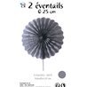 EVENTAIL DECORATIF GRIS EN PAPIER 25 CM - LOT DE 2