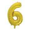 BALLON ALU METAL OR CHIFFRE 6 - 100 CM