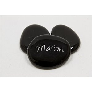 MARQUE-PLACE GALET EN VERRE NOIR X 12