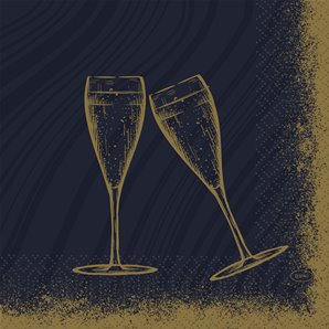 SERVIETTES PAPIER SPARKLING NOIR 33X33CM - PAQUET DE 50