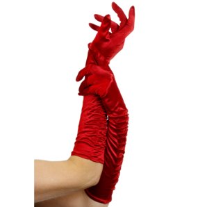 GANTS PLISSES ROUGE SATINES