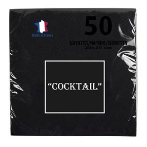 SERVIETTES NOIR MICRO-GAUFREES 20X20CM - PAQUET DE 50