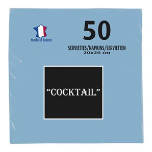 SERVIETTES BLEU CIEL MICRO-GAUFREES 20X20CM - PAQUET DE 50