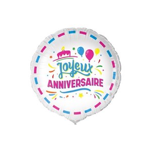 BALLON ALU JOYEUX ANNIVERSAIRE 45 CM