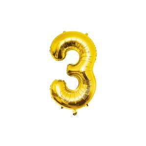 BALLON ALU OR 86 CM - CHIFFRE 3