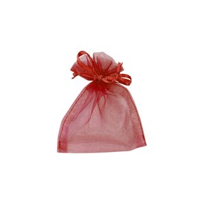 SACS ORGANZA AVEC LACETS ROUGE - SACHET DE 10