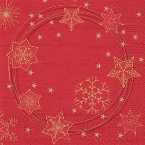 SERVIETTES PAPIER STAR ROUGE 33X33CM - PAQUET DE 50