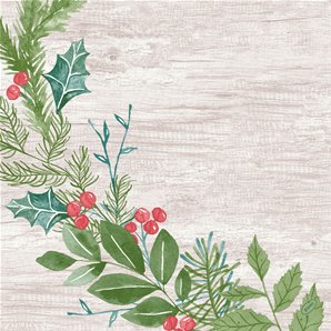 SERVIETTES EFFET TISSU WINTER GREENERY - PAQUET DE 15