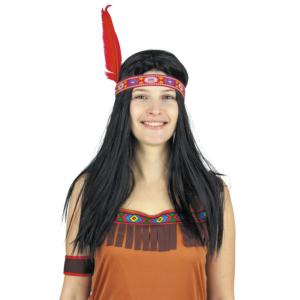 Perruque Indienne Avec Bandeau Et Plume