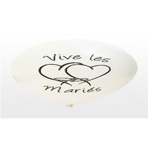 BALLONS VIVE LES MARIES BLANC EN LATEX - SACHET DE 8