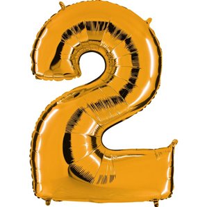 BALLON CHIFFRE 2 ALU METAL OR 35 CM