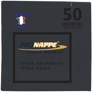 SERVIETTES NOIR MICRO-GAUFREES 38X38CM - PAQUET DE 50