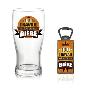 VERRE A BIERE ET DECAPSULEUR TOUT TRAVAIL