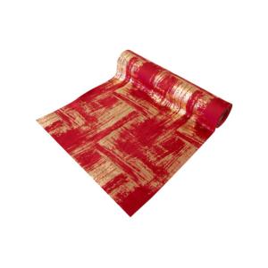 Chemin de table velours effet métal rouge 3 mètres