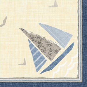 SERVIETTES EFFET TISSU SEAWAY - PAQUET DE 15