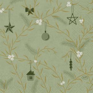 SERVIETTES PAPIER PISTACHIO NOEL 33X33CM - PAQUET DE 250