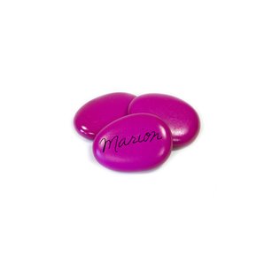 MARQUE-PLACE GALET EN VERRE FUCHSIA X 12