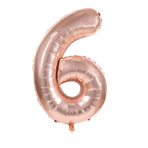 BALLON CHIFFRE 6 ALU METAL ROSE GOLD 35 CM