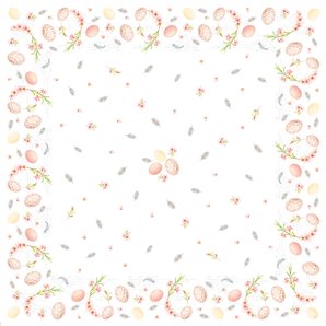 SUR-NAPPE EFFET TISSU EGGS & FEATHERS 84 X 84 CM