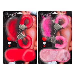 MENOTTES FAUSSE FOURRURE, PLUMES ET MASQUE